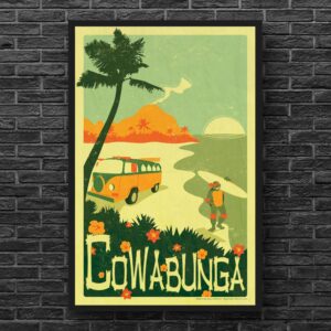 cowabunga poster // tmnt ninja turtles teenage mutant comic beach van