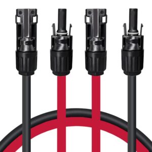 Slocable Solar Panel Extension Cable - 10ft 10awg Solar Cable with IP68 Solar Female and Male PV Cable Connectors (10ft Red + 10ft Black)