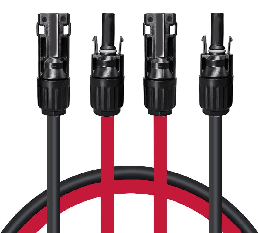 Slocable Solar Panel Extension Cable - 10ft 10awg Solar Cable with IP68 Solar Female and Male PV Cable Connectors (10ft Red + 10ft Black)