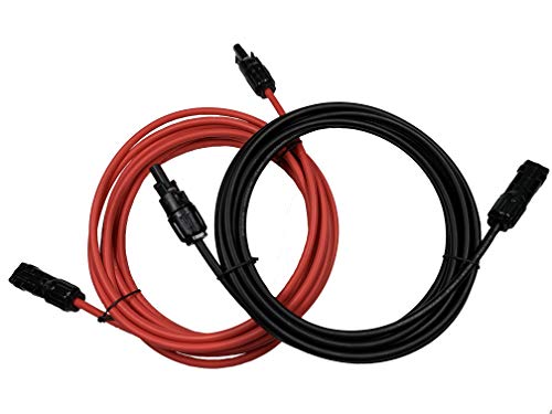 Slocable Solar Panel Extension Cable - 10ft 10awg Solar Cable with IP68 Solar Female and Male PV Cable Connectors (10ft Red + 10ft Black)