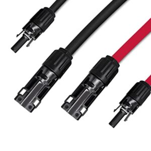 Slocable Solar Panel Extension Cable - 10ft 10awg Solar Cable with IP68 Solar Female and Male PV Cable Connectors (10ft Red + 10ft Black)