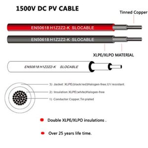 Slocable Solar Panel Extension Cable - 10ft 10awg Solar Cable with IP68 Solar Female and Male PV Cable Connectors (10ft Red + 10ft Black)