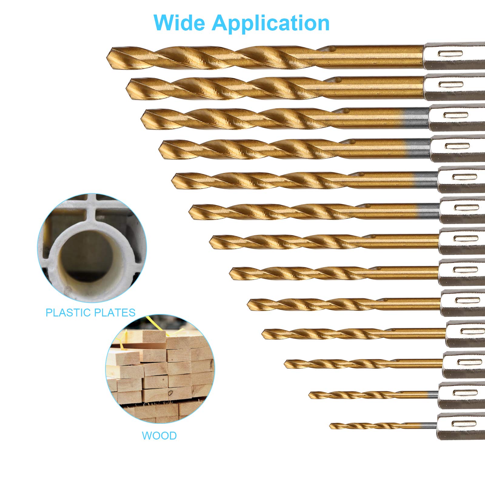 YXYL 19PCS Premium Hex Drill Bit Set, Titanium Drill Bits Set, High Speed Steel Hex Shank Drill Bits Sets, Twist Drill Bits Set, Quick Change Drill Bits for Wood, Hss Drill Bit Set 1/16"-1/4"