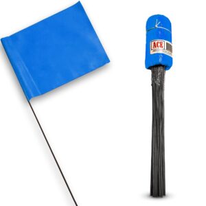 blue marking flags 100 pack - 4x5-inch marker flags - 15-inch wire - small yard flags marking flags for lawn, irrigation flags, lawn flags markers, landscape flags, survey flags, sprinkler flags