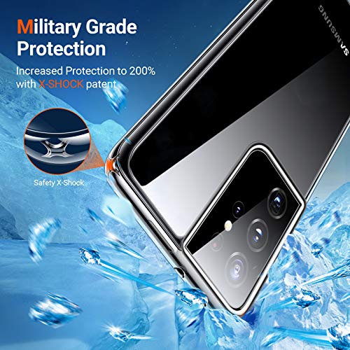 TORRAS Diamonds Clear Designed for Samsung Galaxy S21 Ultra Case, Never Yellowing Shockproof Back with Soft Flexible Slim Thin Protective Edge Designed for Samsung S21 Ultra Phone Case, Transparent