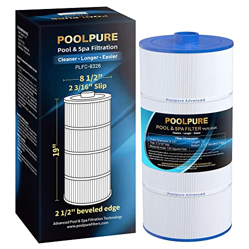 POOLPURE Spa Filter Replaces Sundance 6540-488, PSD125-2000, Unicel C-8326, Filbur FC-2780, Aladdin 22507, Baleen AK-70013, Magnum SU125, 125 sq.ft Filter Cartridge