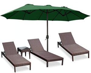 abccanopy 15ft double-sided aluminum table patio umbrella garden large umbrella,swimming pool 12+colors,green