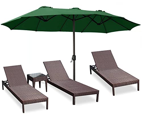 ABCCANOPY 15FT Double-Sided Aluminum Table Patio Umbrella Garden Large Umbrella,Swimming Pool 12+Colors,Green