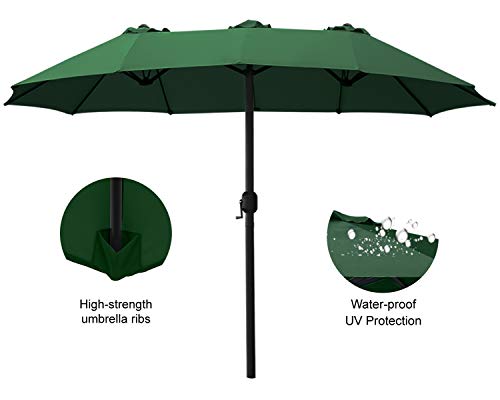 ABCCANOPY 15FT Double-Sided Aluminum Table Patio Umbrella Garden Large Umbrella,Swimming Pool 12+Colors,Green