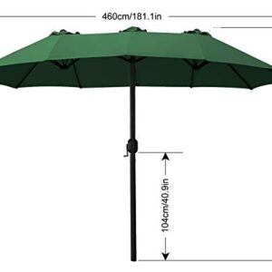 ABCCANOPY 15FT Double-Sided Aluminum Table Patio Umbrella Garden Large Umbrella,Swimming Pool 12+Colors,Green