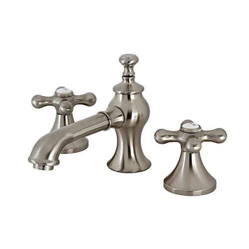 Kingston Brass KC7068AX Vintage Widespread Bathroom Faucet with Brass Pop-Up, Brushed Nickel