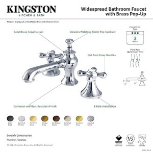 Kingston Brass KC7068AX Vintage Widespread Bathroom Faucet with Brass Pop-Up, Brushed Nickel