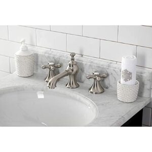 Kingston Brass KC7068AX Vintage Widespread Bathroom Faucet with Brass Pop-Up, Brushed Nickel