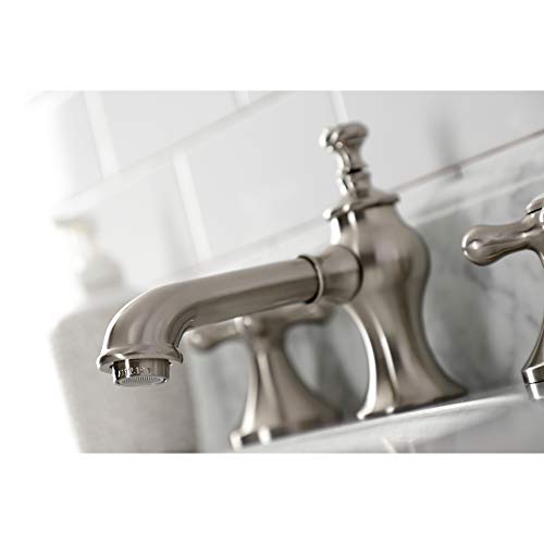 Kingston Brass KC7068AX Vintage Widespread Bathroom Faucet with Brass Pop-Up, Brushed Nickel