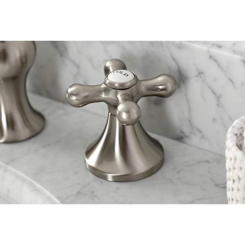 Kingston Brass KC7068AX Vintage Widespread Bathroom Faucet with Brass Pop-Up, Brushed Nickel