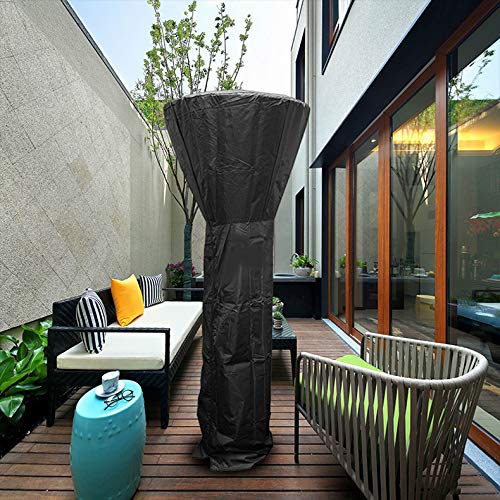 Ter Revin Patio Heater Cover Standup Waterproof with Zipper Stand Up Outdoor Round Heater Covers 89'' H x 33" D x 19" B Black