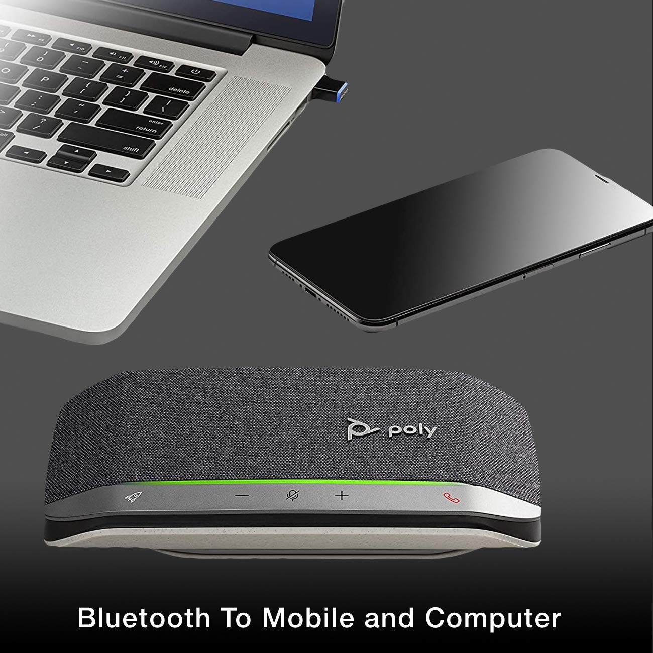 Poly SYNC 20 USB-C Speakerphone - Globa Teck Worldwide Bundle with Universal Charger - for Streaming Voice/Video, Distance Learning, Remote Work, School,Conferencing Apps - Zoom, Webex, Meet, Teams