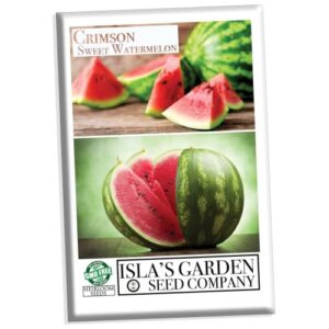 crimson sweet watermelon seeds for planting, 150+ heirloom seeds per packet, (isla's garden seeds), non gmo seeds, botanical name: citrullus lanatus 'crimson sweet', great home garden gift