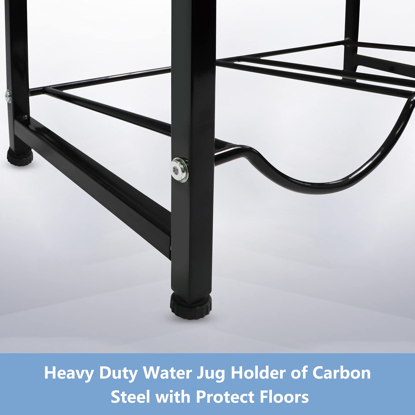 MONKEMON 5 Gallon Water Bottle Holder, Carbon Steel, 4-Tier Storage Rack, Heavy Duty, 8 Bottles, Black