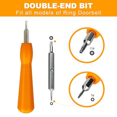 Screwdriver and Screws Kit for Doorbell, T6 T15 Bit Screwdriver for Video Doorbell,Doorbell 2, Doorbell Pro and Elite Battery Change, Charge and Replacement, WiFi Password Reset Access