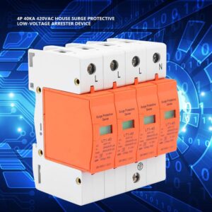 Oumefar 4 Pole AC 420V House Protector 40KA Low-Voltage Arrester Device DIN Rail Protection Device for Lightning Protection