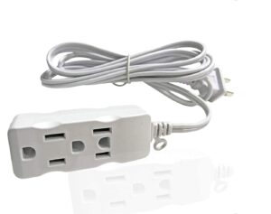 multi plug outlet extender box,3-outlet power strip, long extension cord, white (1.8m/6ft)