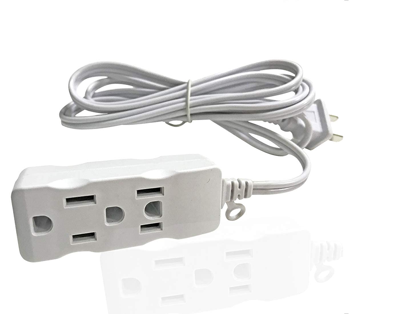 Multi Plug Outlet Extender Box,3-Outlet Power Strip, Long Extension Cord, White (1.8m/6Ft)