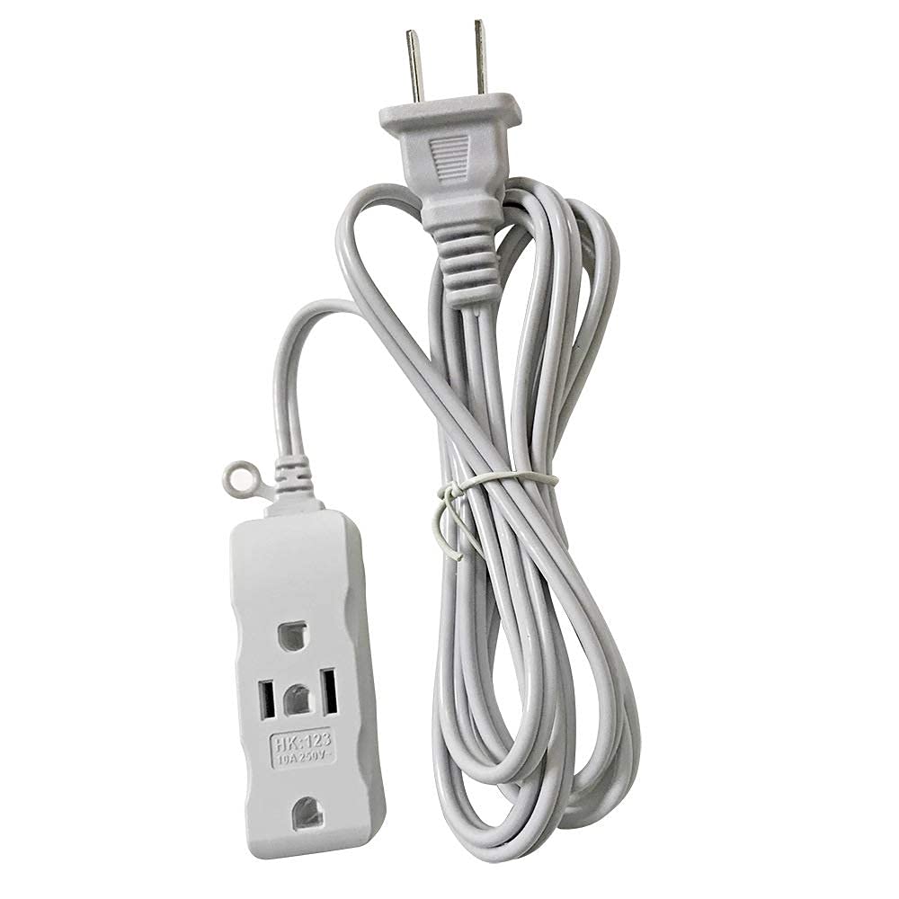 Multi Plug Outlet Extender Box,3-Outlet Power Strip, Long Extension Cord, White (1.8m/6Ft)