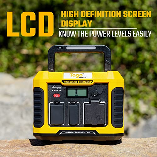 Togo Power Advance 350 Portable Power Station 120 Volt 330 Watt USB And Wireless Outlets, Auto Home and Solar Recharging, Yellow