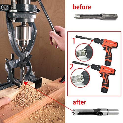 scottchen PRO Woodworking Square Hole Drill Bit Sharpener Mortise Chisel Bit Sharpening Tool Up to 1/2" Bit Grit #220/600-2Pack