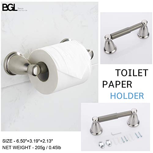 BGL 4-Piece Bathroom Accessory Set Brushed Nickel Bathroom Hardware Set 24 Inches Adjustable Towel Bar Towel Ring Paper Holder Robe Hook