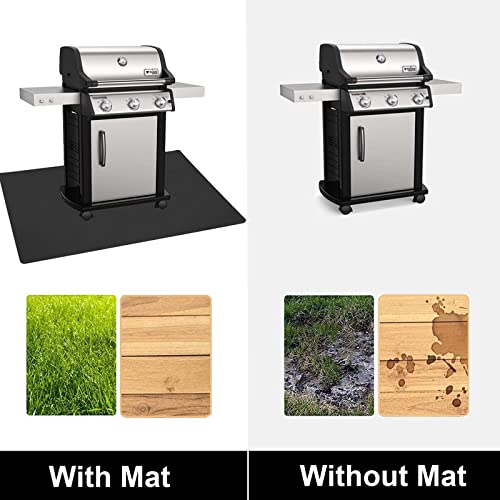 AiBOB Under Grill Mat, Premium Outdoor BBQ Mats Protect Decks and Patios, Absorbent Liquids Pad Under Grills, Reusable, Waterproof, 36x50 Black