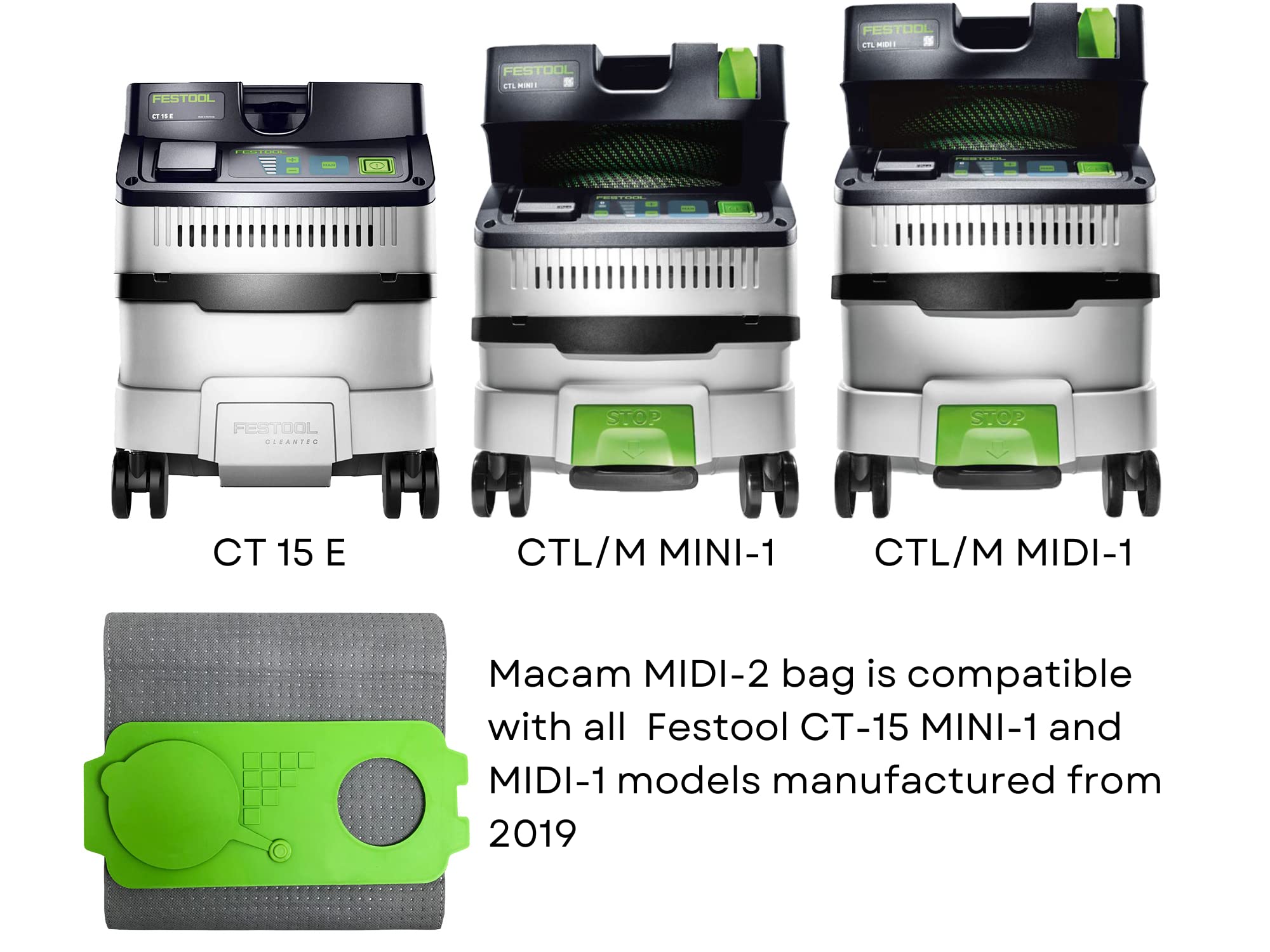 Reusable dust Bag for Festool Mini and Midi dust extractors (MIDI-2)