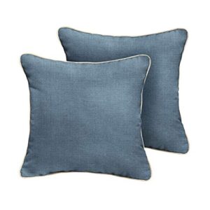 sorra home amz346221sp indoor/outdoor sunbrella pillow set, 18 in w x 18 in d x 6 in h, denim blue