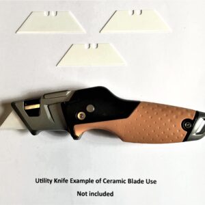 Ceramic Utility Blades 3 Pack Box Cutter, Cardboard, Last 10 X longer then metal blades by MINISCRAPER