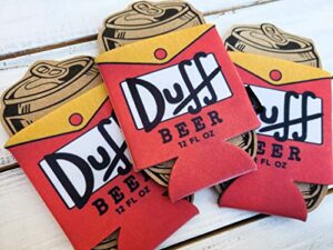 duff beer homer simpson set of 3 hilarious can cooler fathers day gift coozie football party favor game night beverage beer gifts for dads moms brother uncle sister aunt coozie great gift dufkoozx3