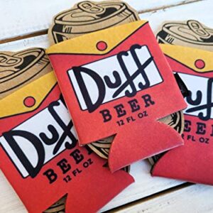 Duff Beer Homer Simpson SET OF 3 Hilarious Can Cooler Fathers Day Gift Coozie Football Party Favor Game Night Beverage Beer Gifts for Dads Moms Brother Uncle Sister Aunt Coozie Great Gift DUFKOOZX3