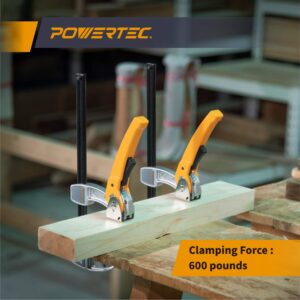 POWERTEC 71586 8-Inch Gear Bar Clamps for Woodworking, Quick Release with 600lb Clamping Capacity - 2 Pack