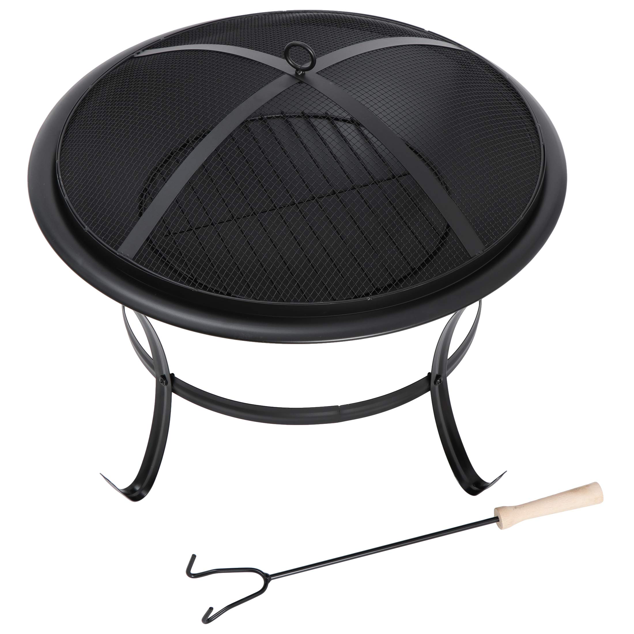 ZENY Fire Pit 22’’ Outdoor Fire Pits Wood Burning Patio Fire Bowl Firepit with BBQ Grill, Spark Screen and Fire Poker for Backyard Outside Camping Picnic Bonfires