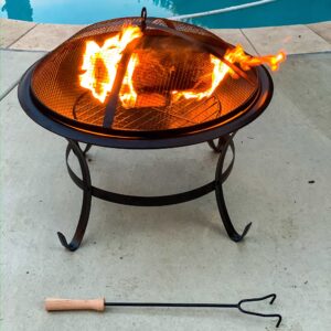 ZENY Fire Pit 22’’ Outdoor Fire Pits Wood Burning Patio Fire Bowl Firepit with BBQ Grill, Spark Screen and Fire Poker for Backyard Outside Camping Picnic Bonfires