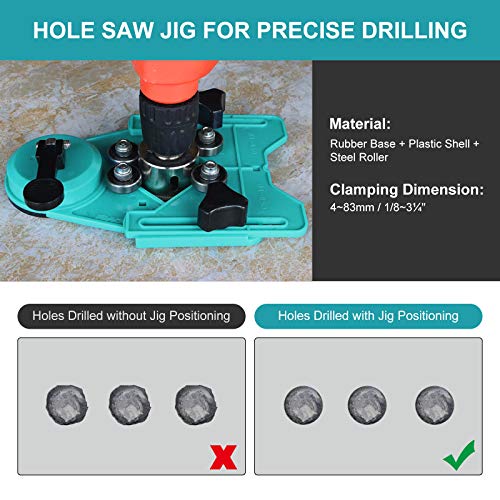 BEAMNOVA Set of 16 Diamond Drill Bits with Jig Ceramic Tile Hole Drilling Set Kit 6mm-50mm 1/4~2 Inch Hole Saw Set for Glass Stone Granite Marble