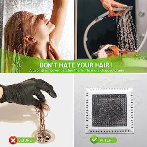 Aluvor Drain Hair Catcher,Shower Drain Cover Hair Catcher Shower Drain Strainer for Bathroom Floor,Durable Square Shower Hair Drain Catcher to Keep Away from Clogged Drain-No Rust!