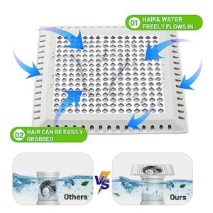 Aluvor Drain Hair Catcher,Shower Drain Cover Hair Catcher Shower Drain Strainer for Bathroom Floor,Durable Square Shower Hair Drain Catcher to Keep Away from Clogged Drain-No Rust!