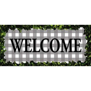 Evergreen Sassafras Boxwood Framed Plaid Interchangeable Entrance Doormat | Indoor and Outdoor | 22-inches x 10-inches | Non-Slip Backing | All-Season | Low Profile | Home Décor