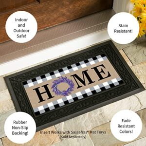 Evergreen Sassafras Home Lavender Wreath Interchangeable Entrance Doormat | Indoor and Outdoor | 22-inches x 10-inches | Non-Slip Backing | All-Season | Low Profile | Home Décor