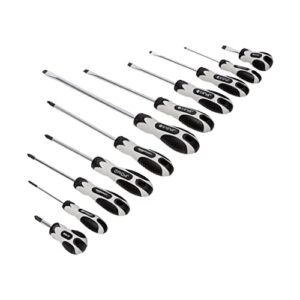 amazon basics 11-piece magnetic tip screwdriver set, slotted and phillips, grey black