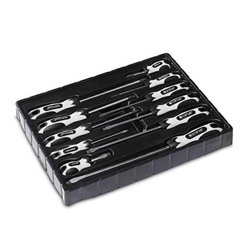 Amazon Basics 11-Piece Magnetic Tip Screwdriver Set, Slotted and Phillips, Grey Black