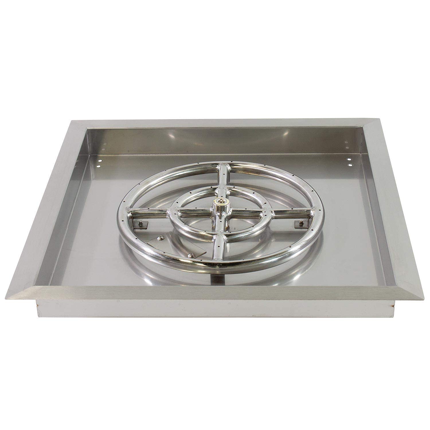 Celestial Fire Glass 18" Square Drop-in Burner Pan and Glass Flame Guard Bundle