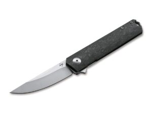boker plus kwaiken compact flipper style pocket knife with d2 steel blade, carbon handle and convertible deep carry clip