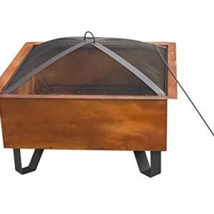 Bond Manufacturing 52119 Boxite 26" Square Wood Burning Steel Fire Pit, Rust